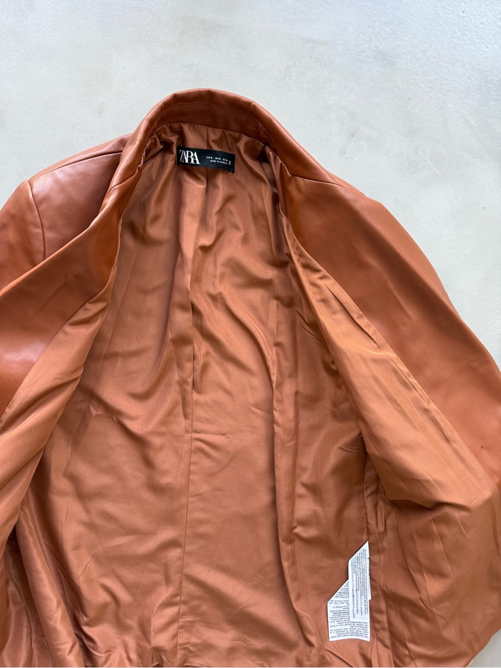 Zara Brown Faux Leather Double-Breasted Blazer - Picture 4 of 5